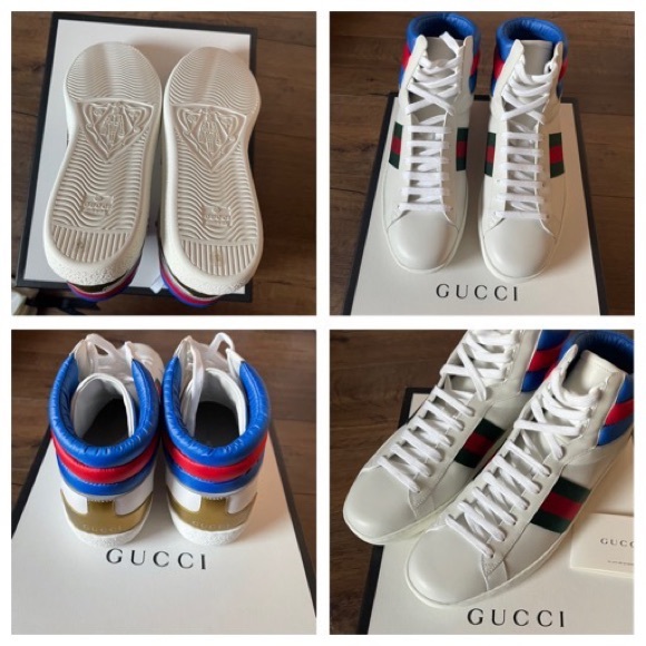 GUCCI-AUTHENTIC (NWT/Box) Mens Web Accent Leather Sneakers - Picture 14 of 15